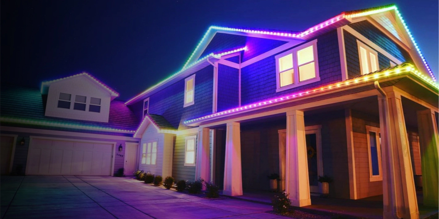 holiday lighting in a residential house